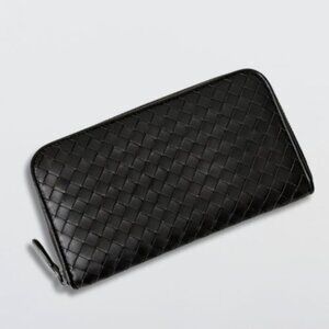 Bottega Veneta Intrecciato Piccolo Wallet Calfskin Leather Black Unisex One Size